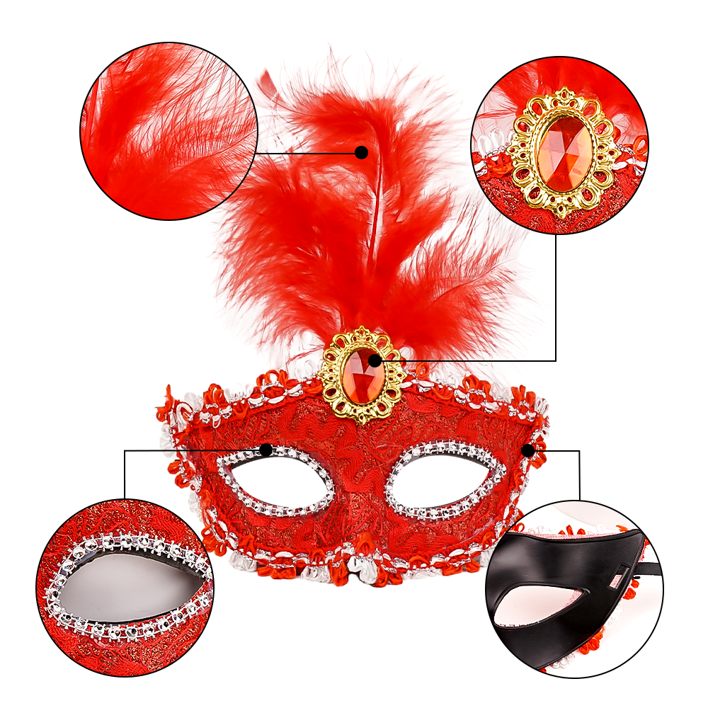 Popular Elaborate Feather Burlesque Peacock Feather Mask for Halloween Christmas Party