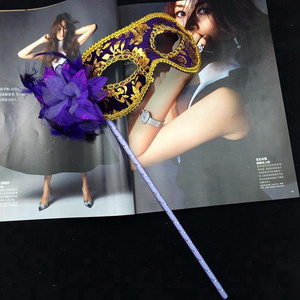 Eyemask On Stick Masks Halloween Electroplated Princess with Stick Holding Mask Masquerade Lady Venice Mask Y153