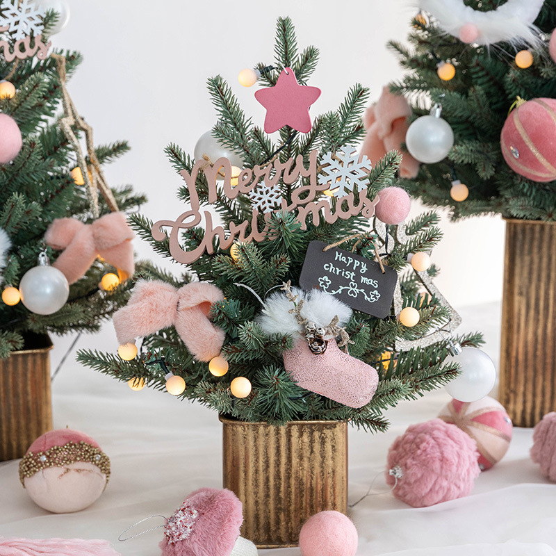 Christmas Tree Pink PVC Artificial Christmas Tree 45/60/90 cm for Merry Christmas Desktop Decoration Home Party Supplies