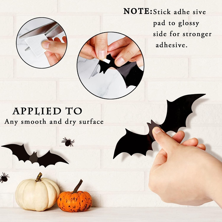 Halloween Decorations Bats Wall Decor Halloween Party Decorations Indoor Outdoor Halloween Supplies Reusable 3D PVC Y729