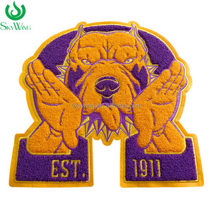 Omega Psi Phi Fraternity Men of Greek 1911 Old Gold and Purple Chenille Bulldog Iron on Patches for Jacket Bags