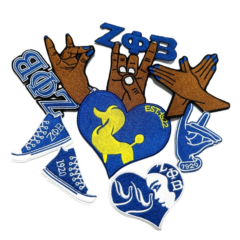 Royal Blue and White Chenille Zeta Phi Zeta Shield AKA ZPB Sorority Phi Beta Sigma Fraternity Iron on Patch for Jacket