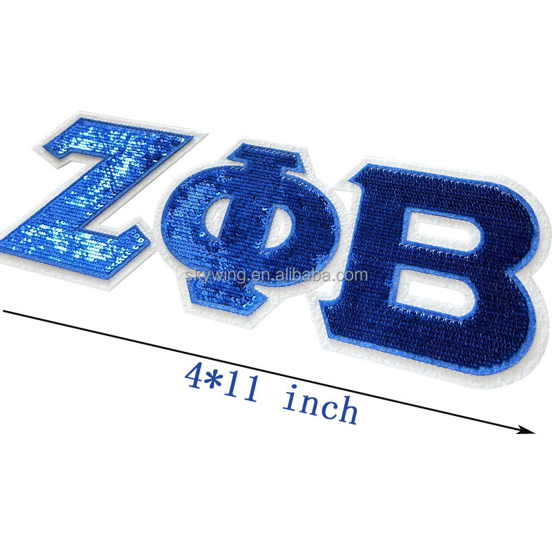 Custom Embroidered Stylish AKA Sorority Sequin Letters Pink and Green DST Delta 1913 Sorority Number Iron Patch for Jacket