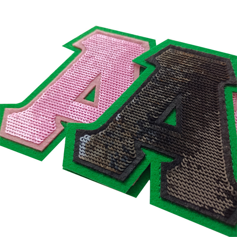 Custom Embroidered Stylish AKA Sorority Sequin Letters Pink and Green DST Delta 1913 Sorority Number Iron Patch for Jacket