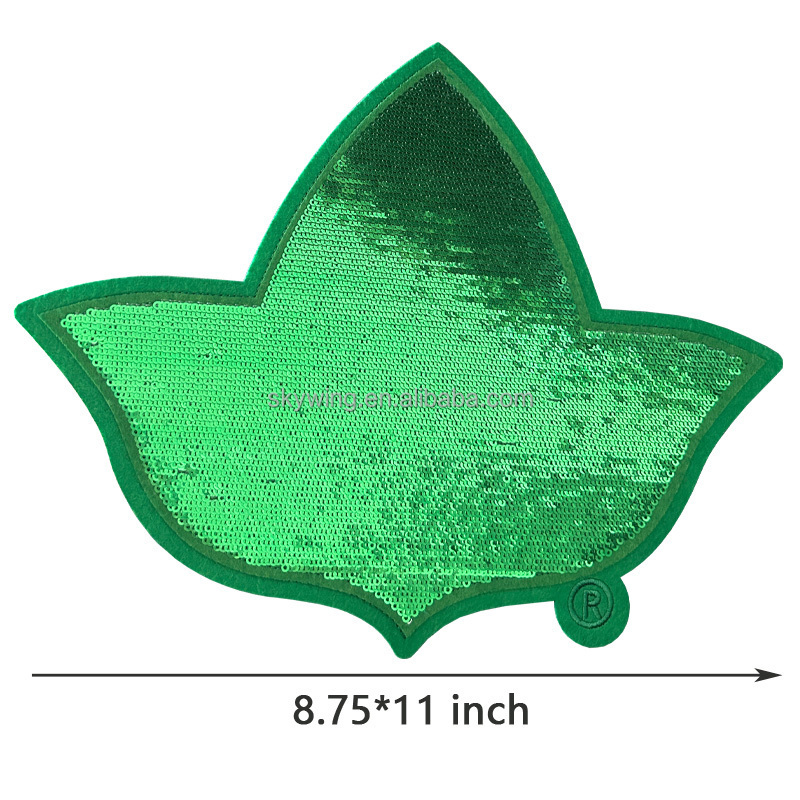 Wholesale Sequin Embroidery Patches Sequins Iron on Patches for Jacket, Black and Green Sequin, Ivy Leaf Soror Applique, AKA Sor