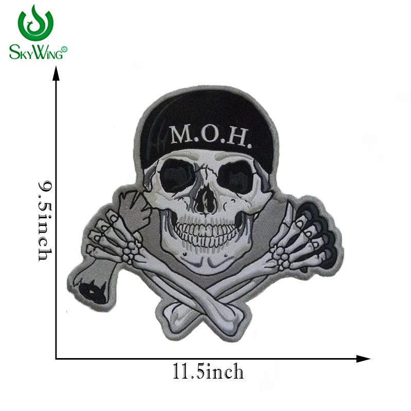 Motorcycle Biker Large Skull Logo Full Back Patch MOHMC Embroidered Iron On Patches For Jacket Vest Decoration