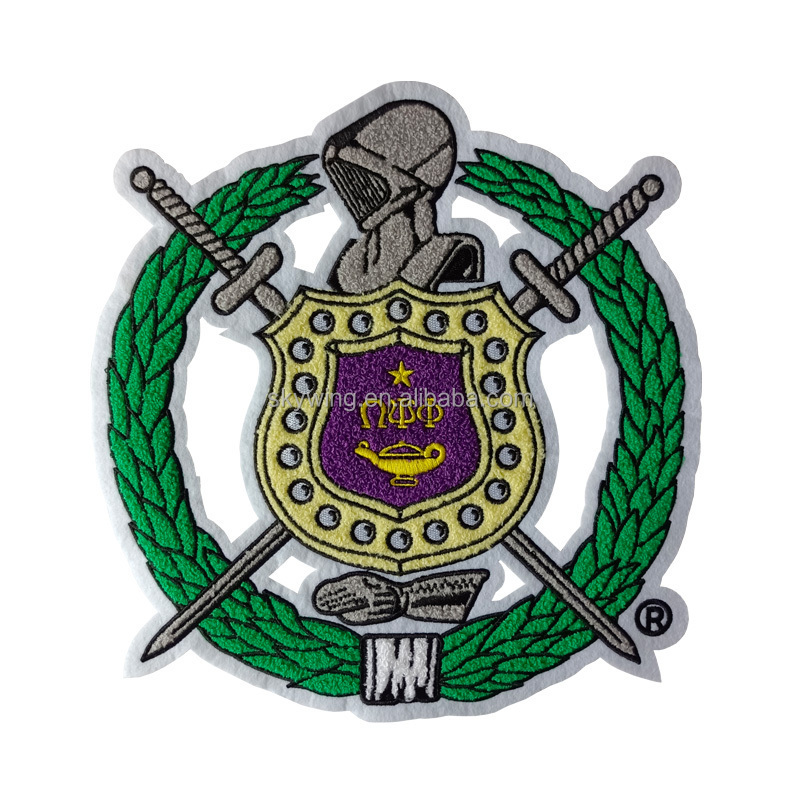 Omega Psi Phi Fraternity Men of Greek 1911 Old Gold and Purple Chenille Bulldog Iron on Patches for Jacket Bags