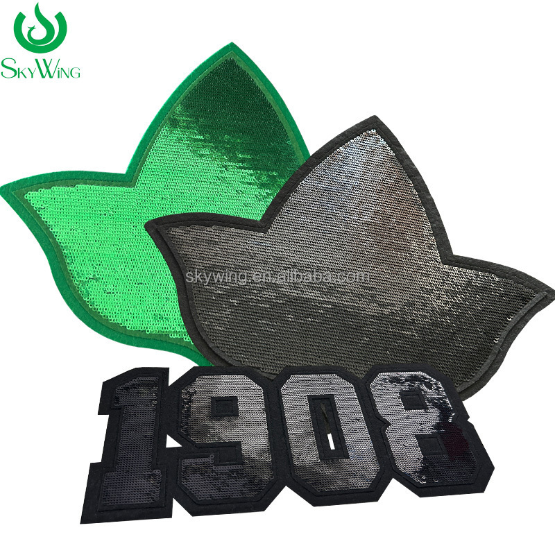 Wholesale Sequin Embroidery Patches Sequins Iron on Patches for Jacket, Black and Green Sequin, Ivy Leaf Soror Applique, AKA Sor