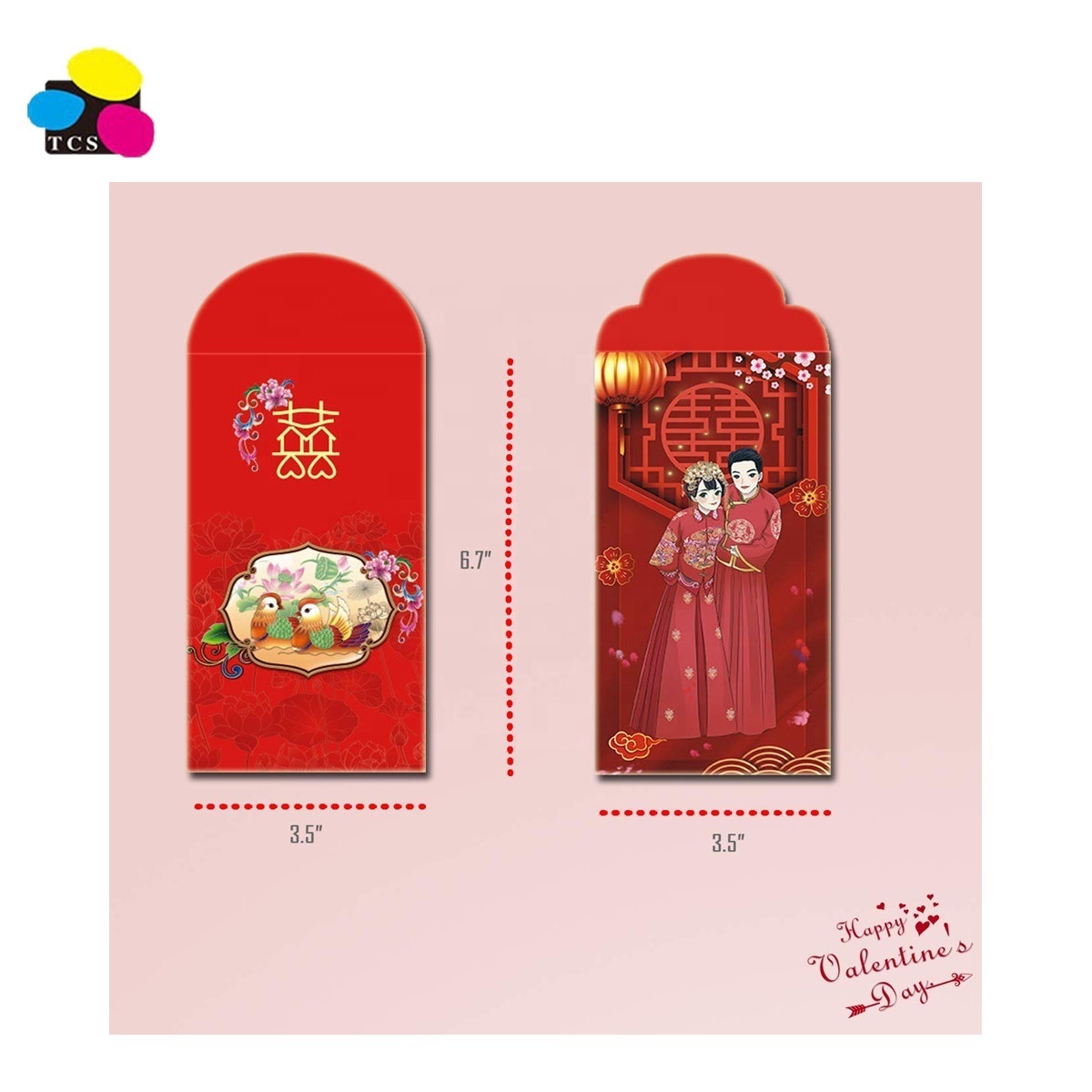 Chinese Supplier Trendy New Design Element 6.7 X 3.5 Money Holder Red Envelopes for Wedding, Christmas, New Year