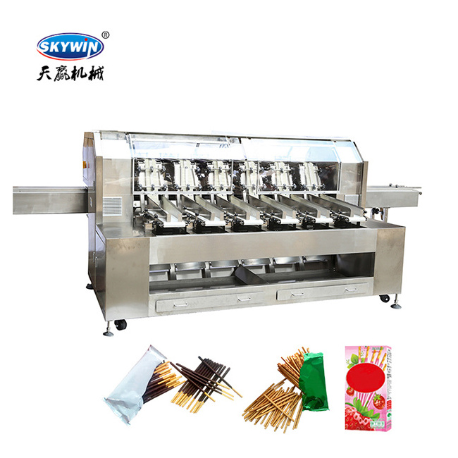 Automatic Chocolate Pocky Stick Biscuit Packing Machine With Dipstick Biscuit Counting Machine Flow Pack Line