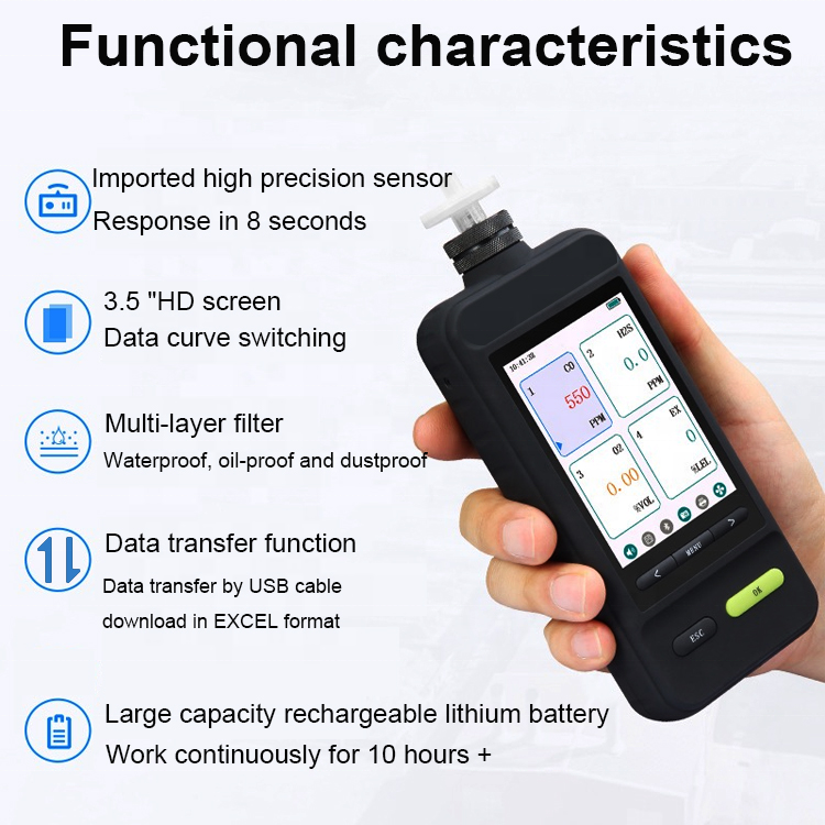 SKZ1050E Flashlight function 0-10.000ppm HCN gas testing equipment special for smelting