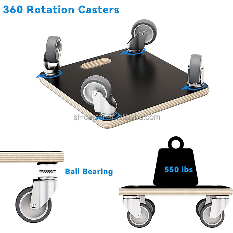 DIY use 15IN Plywood Moving Dolly four wheels Rolling Wooden Plant Candy for Garden Wood Stand Dolly 250kgs funiture transporter