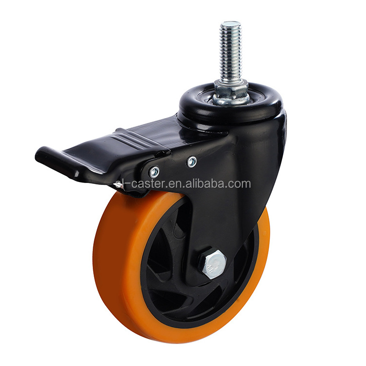 125mm POLYURETHANE castor with M12x30 threaded stem 3