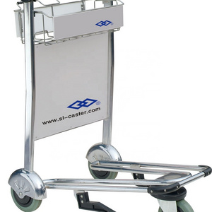 200kg three wheels airline luggage cart 304 stainless steel airline trolley GZ-250 aircraft dolly  handle brake airport trolley