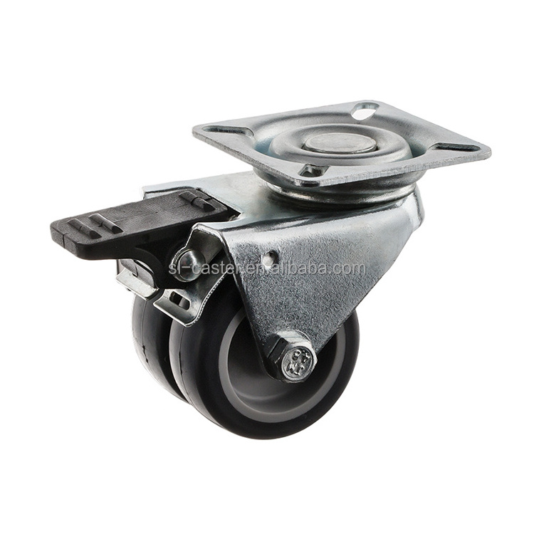 widely use 60kgs light duty furniture caster with Thermoplastic Rubber wheel 50mm Swivel Plate Tpr Twin Wheel caster castor