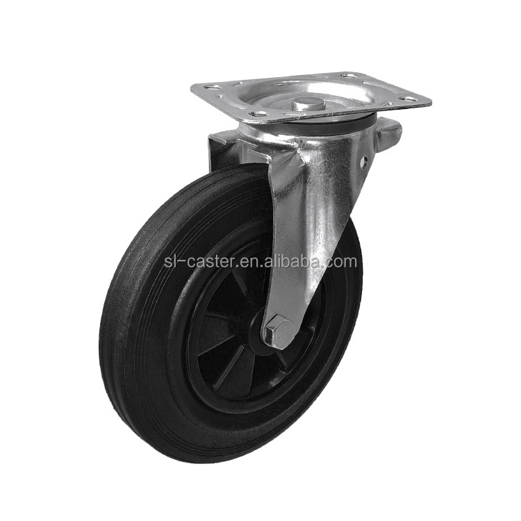 6.4IN Swivel brake Industrial PP Core 160mm Rubber Wheel for Garbage Bins 8