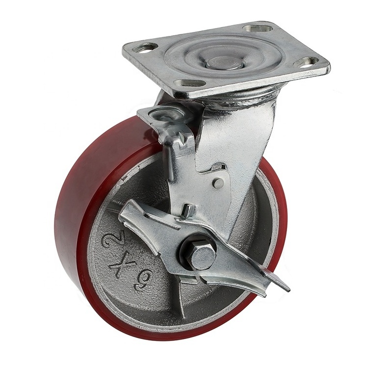 Good quality  8inch PU industrial caster with locking 8