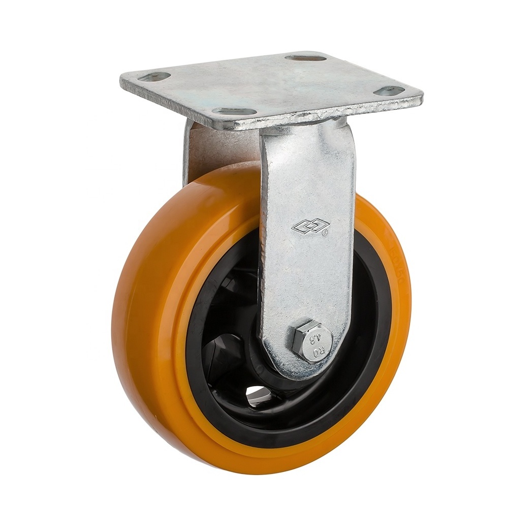 8inch swivel heavy duty roller caster 200mm PU heavy duty rotary industrial caster wheels High Load Industry welding fork caster