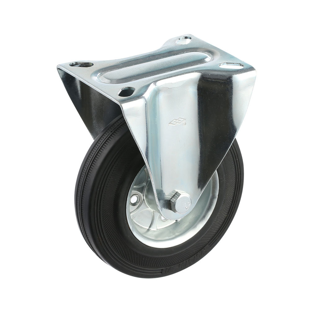 75mml swivel plate type trolley castor 3inch black rubber wheel  industria caster