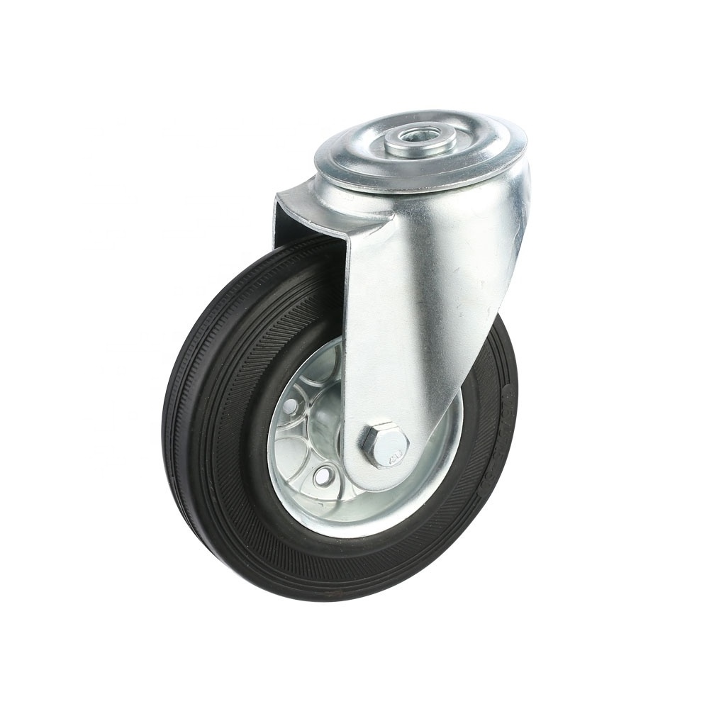 outdoor use 3/4/5/6/8/10inch industrial castor 75/80/100/125/150mm black rubber caster wheel  3.2IN hand trolley caster