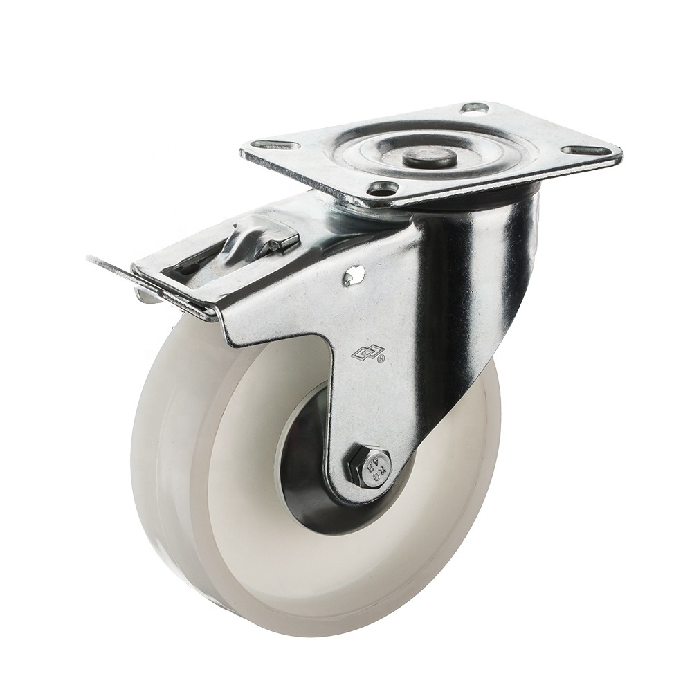 160mm swivel nylon castor European type industrial caster 200kgs heavy duty nylon plastic wheel castors