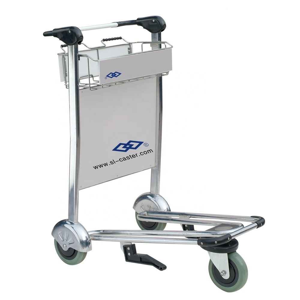 GS10-250 airline luggage  handcart aluminum alloy airport trolley 250kgs metal automatic Brake airport hand luggage cart trolley