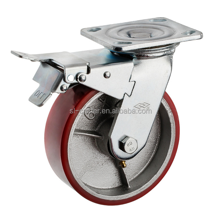 Good quality  8inch PU industrial caster with locking 8