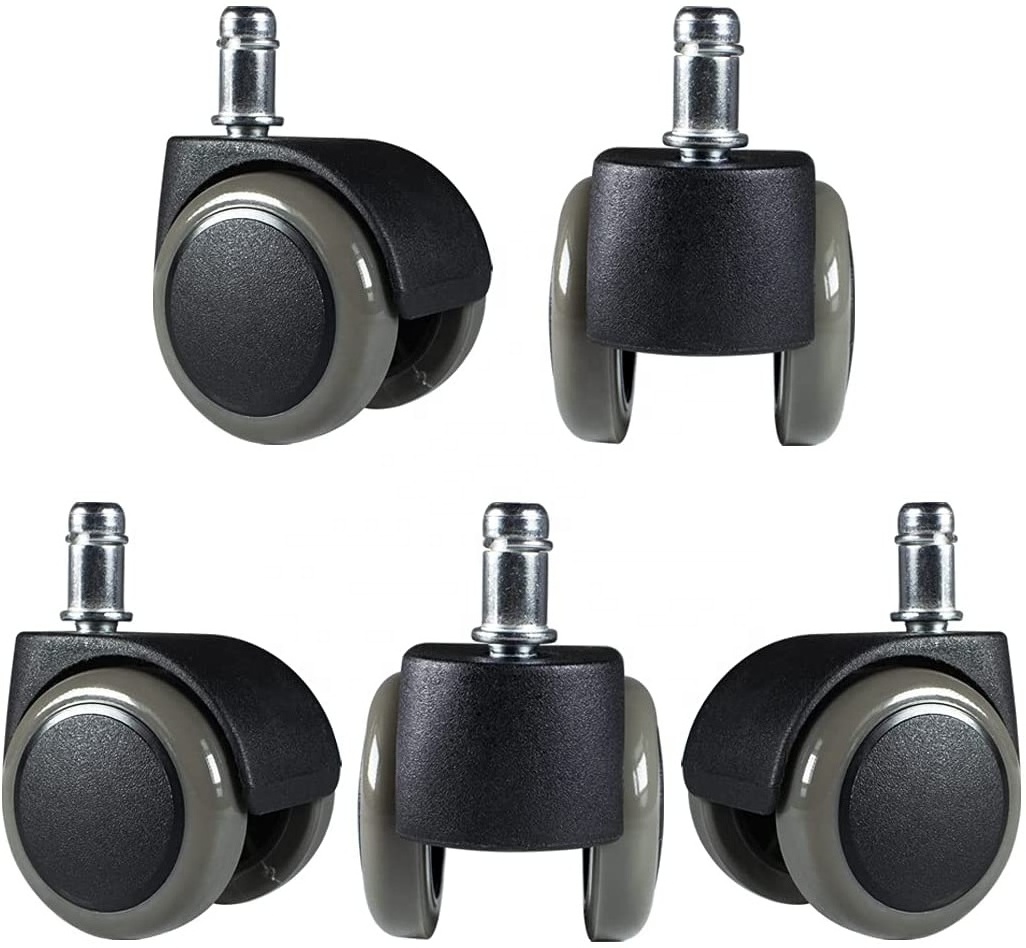 2 Inch 11mm Universal Fit Standard Size Roller Office Chair Replacement Wheels, Set of 5 Floor Protecting PU   Furniture Casters