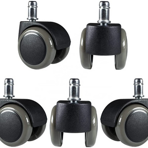 2 Inch 11mm Universal Fit Standard Size Roller Office Chair Replacement Wheels, Set of 5 Floor Protecting PU   Furniture Casters