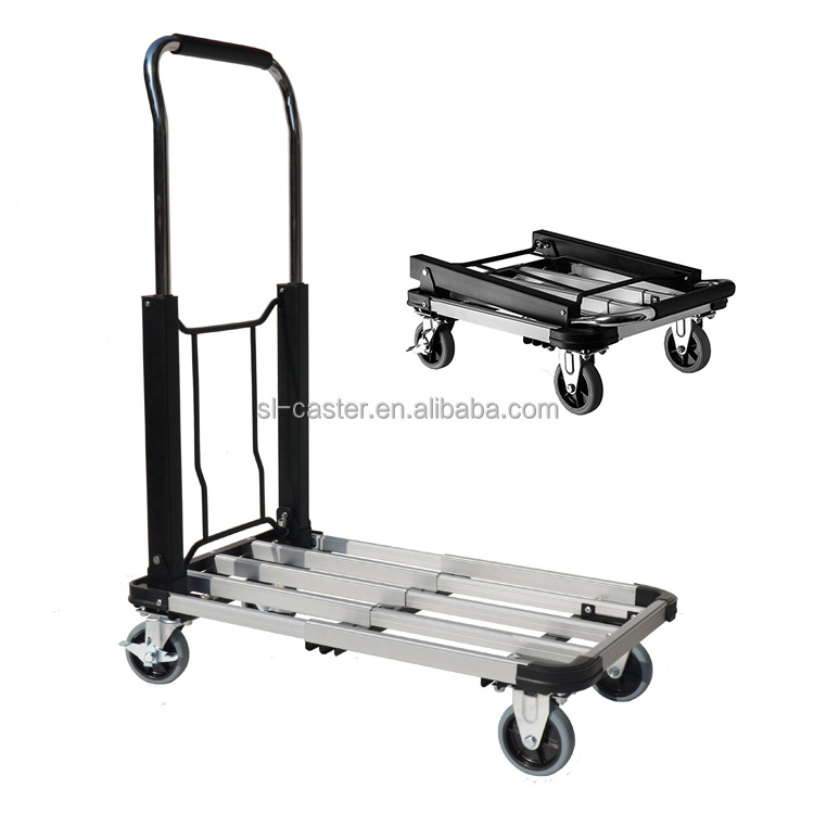 150kgs alv hand trolley for Warehousing two level height handle handcart no plastic folding cart  Multifunctional hand trolley