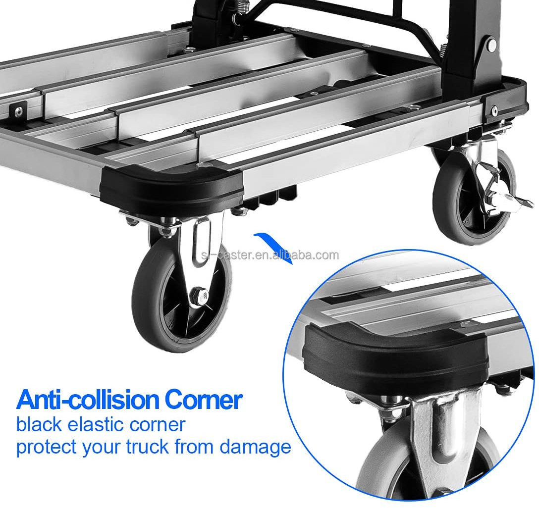 150kgs alv hand trolley for Warehousing two level height handle handcart no plastic folding cart  Multifunctional hand trolley