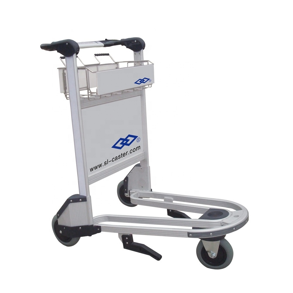 GS10-250 airline luggage  handcart aluminum alloy airport trolley 250kgs metal automatic Brake airport hand luggage cart trolley