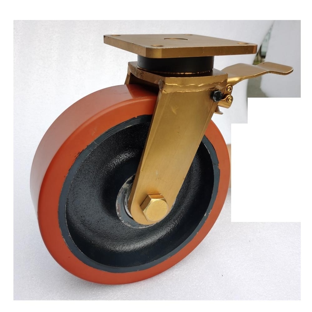 2 ton 1.5 ton polyurethane cast iron PU castor wheel fixed caster  heavy duty caster wheel cast iron wheel caster