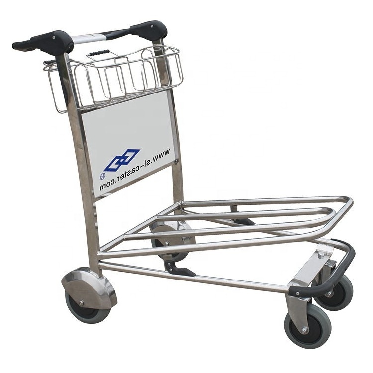 Airport luggage trolley airport brake trolley 304 stainless steel airport trolley Automatic Brake four wheel aircraft cart