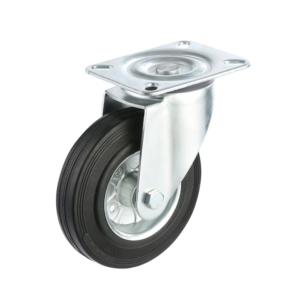 outdoor use 3/4/5/6/8/10inch industrial castor 75/80/100/125/150mm black rubber caster wheel  3.2IN hand trolley caster