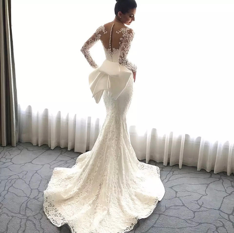 OEM Factory Luxury Lace Sexy Mermaid Detachable Two Pieces Satin Bridal Dresses Turkey Wedding Dress