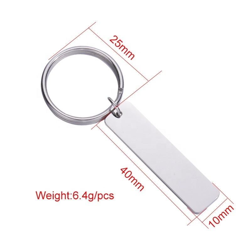 SLand Jewelry Manufacturer wholesale high polished stainless steel keychain with vertical bar blanks for DIY engraving