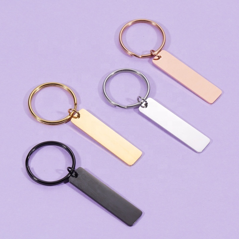 SLand Jewelry Manufacturer wholesale high polished stainless steel keychain with vertical bar blanks for DIY engraving