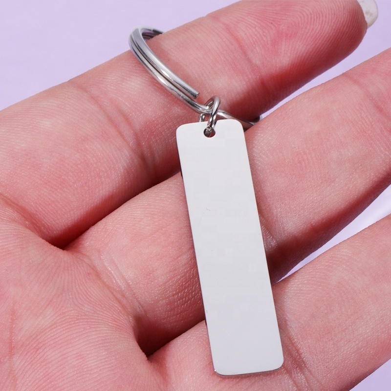 SLand Jewelry Manufacturer wholesale high polished stainless steel keychain with vertical bar blanks for DIY engraving