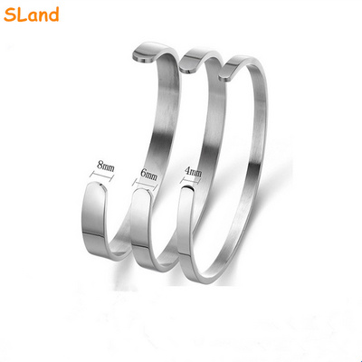 SLand Jewelry Manufacturer wholesale engravable stainless steel cuff bracelet blanks polished bangle for DIY engraving