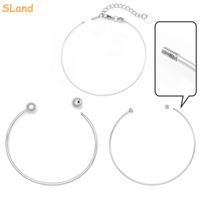 Wholesale Classic DIY Jewelry making polished Stainless Steel cuff bangle bracelet with screw Ball end for adding charm pendants