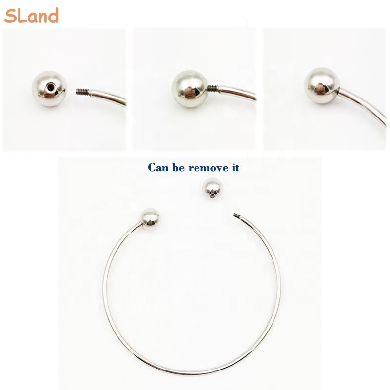 Wholesale Classic DIY Jewelry making polished Stainless Steel cuff bangle bracelet with screw Ball end for adding charm pendants