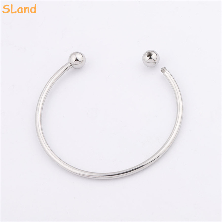 Wholesale Classic DIY Jewelry making polished Stainless Steel cuff bangle bracelet with screw Ball end for adding charm pendants