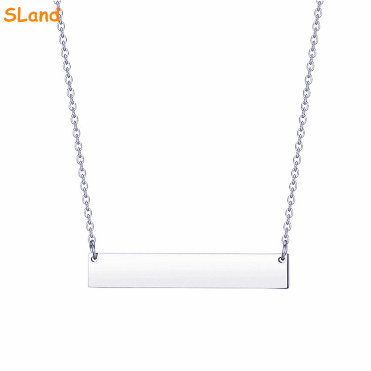 SLand Jewelry Manufacturer Wholesale dainty Gold plated 316L Stainless Steel Horizontal Bar Necklace engravable name Gift