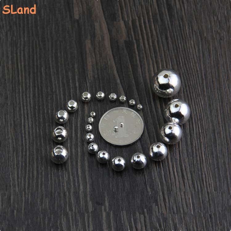 SLand Jewelry Manufacturer wholesale seamless small hole ball Jewellery findings 925 sterling silver beads for bracelet DIY