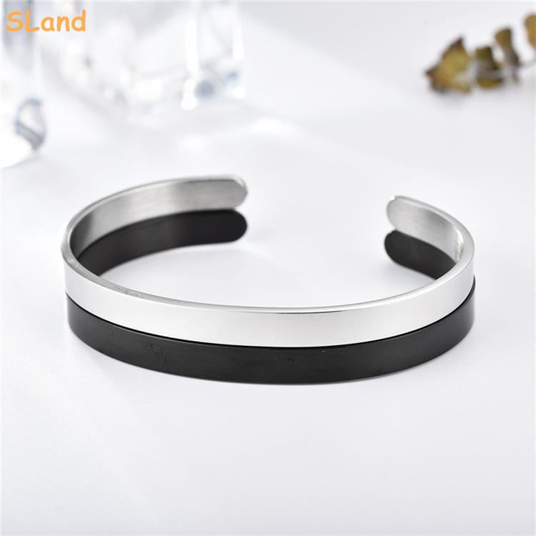 SLand Jewelry Manufacturer wholesale engravable stainless steel cuff bracelet blanks polished bangle for DIY engraving