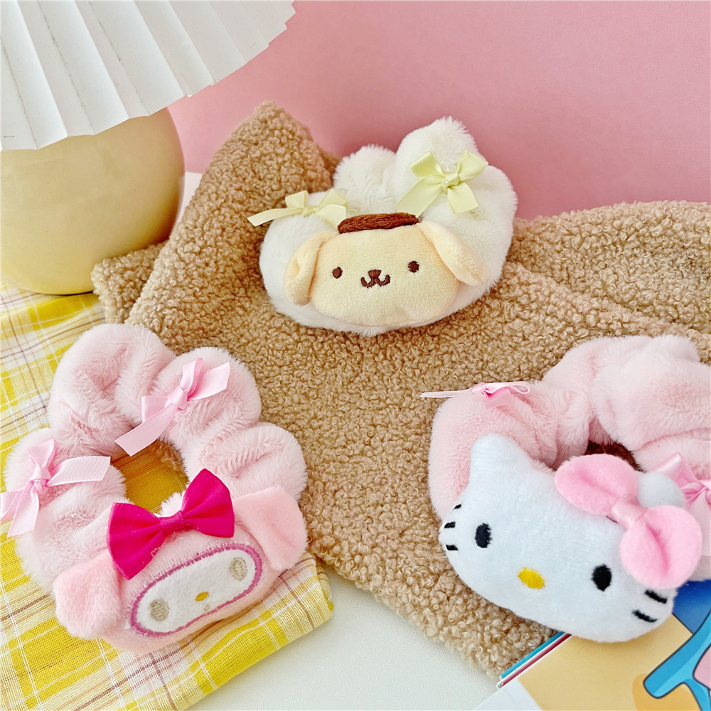 Lovely Ponytail Holder Animal Rabbit Puppy Cat Plush Hair Band Ring Scrunchies for Girls