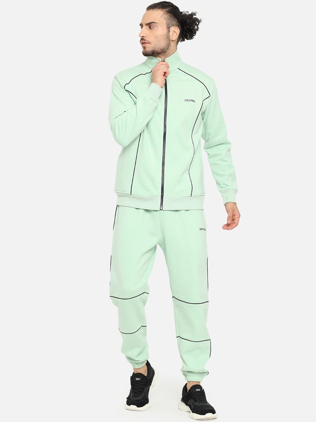 Men's Slim Fit Tracksuits Custom Logo Tech Fleece With Side Jogging Tracksuit