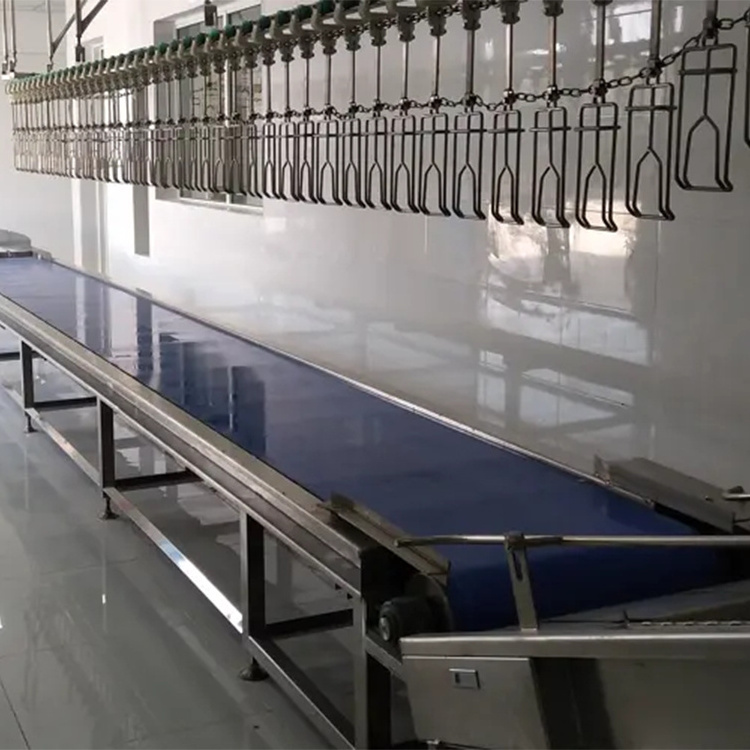 Automatic Chicken Duck Poultry Hen Crates Slaughter Line Hanging Rolling Chain Pulley Overhead Electric Belt Transport Conveyor