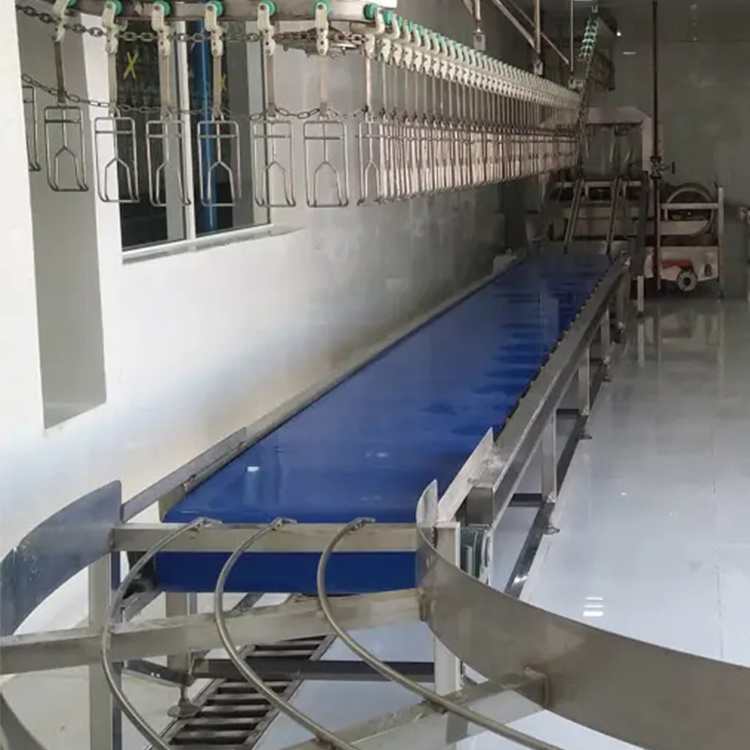 Automatic Chicken Duck Poultry Hen Crates Slaughter Line Hanging Rolling Chain Pulley Overhead Electric Belt Transport Conveyor